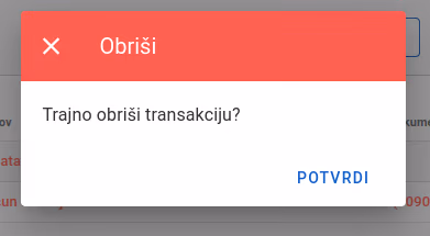 Confirm transaction delete