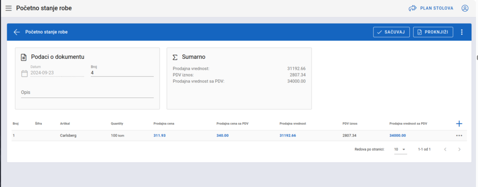Add beggining inventory for an article completed