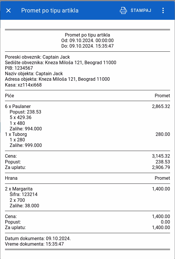Sales reports 11 printing