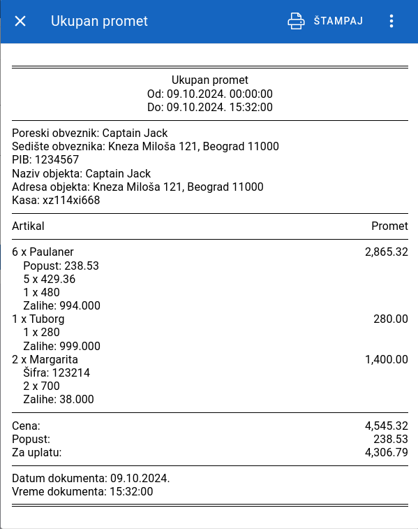 Sales reports 6 printing