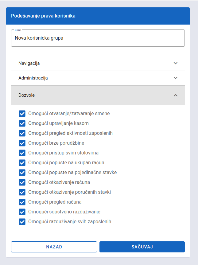 Add user group permissions