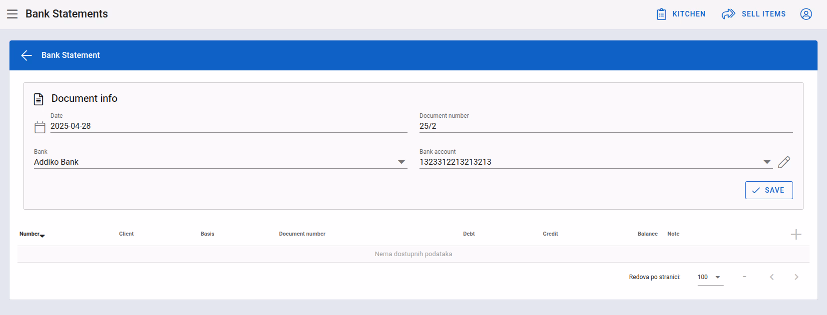 Add bank statement filled