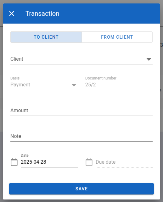 Add transaction form