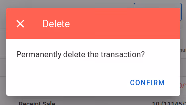 Confirm transaction delete