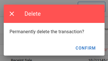 Confirm transaction delete