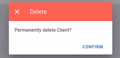 Confirm deleting a client