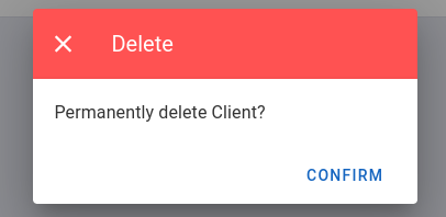 Confirm deleting a client