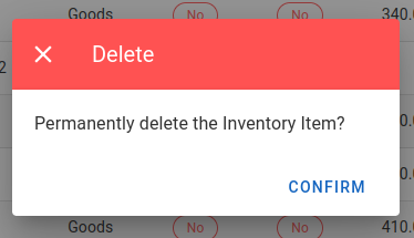 Confirm delete item