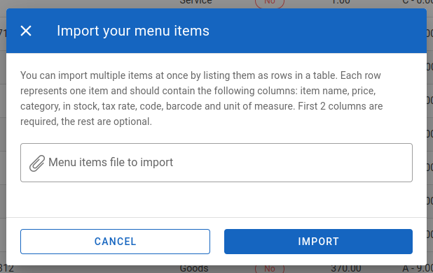 Import inventory