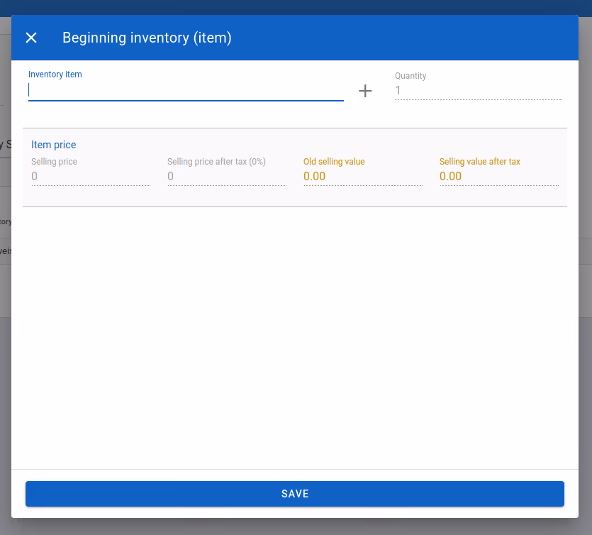 Add beginning inventory for an article