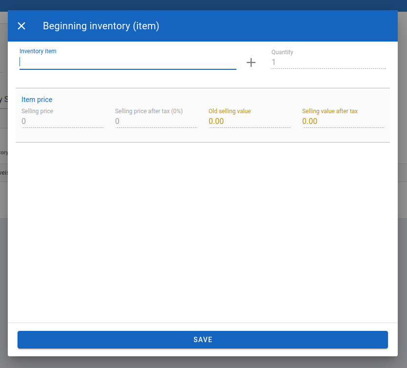 Add beginning inventory for an article