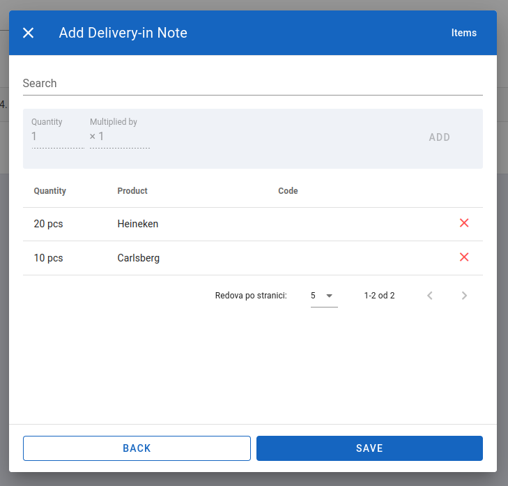 Second part of add delivery-in note-form completed
