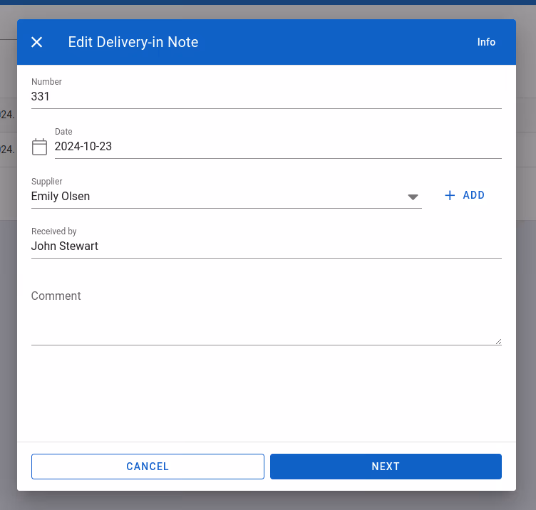 Edit Delivery-in 1