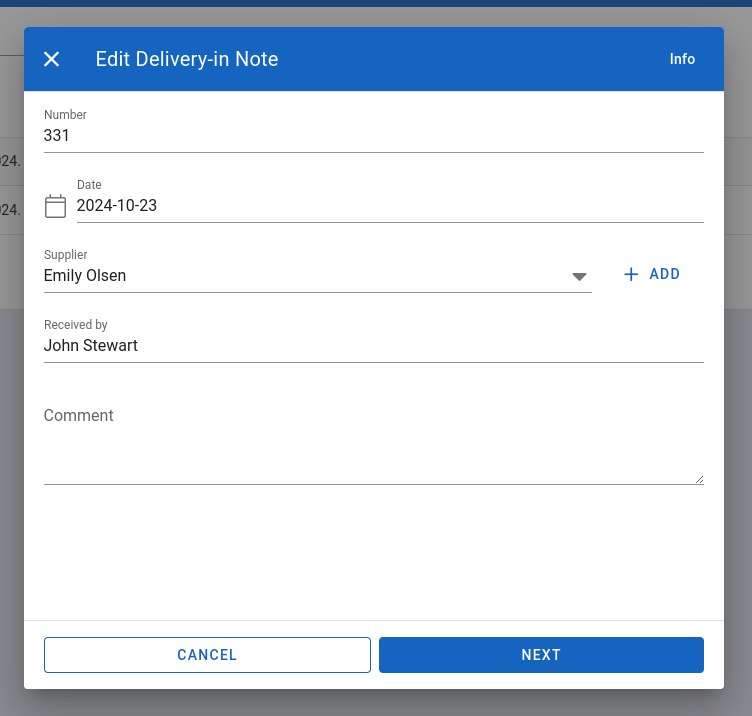 Edit Delivery-in 1