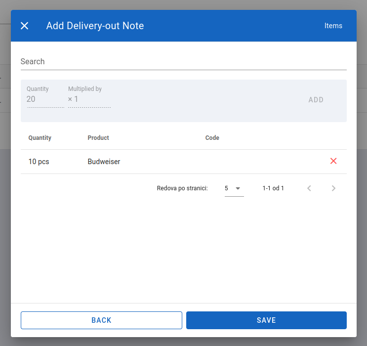 Second part of add delivery-out note-form completed