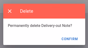 Confirm delete delivery-out