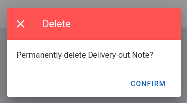 Confirm delete delivery-out