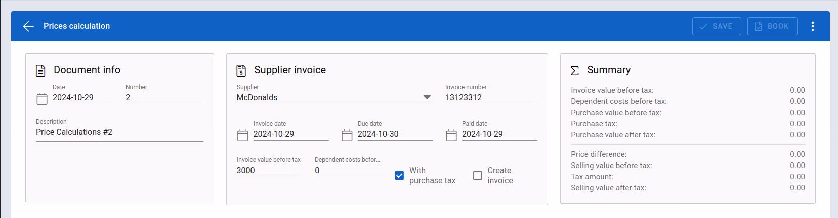 Add price calculation 1 complete