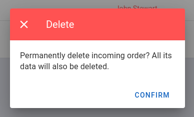 Confirm delete order
