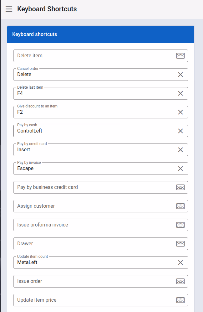 Keyboard shortcuts