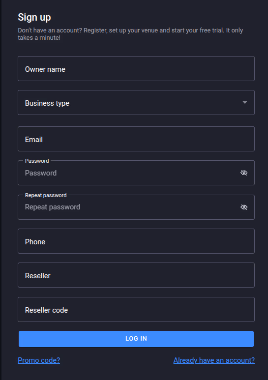Registration form