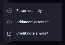 Credit note options