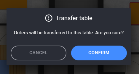 Confirm table transfer