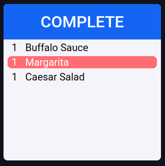 Finish order