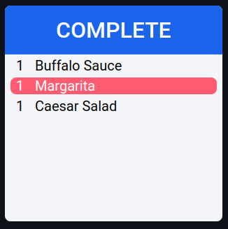 Finish order