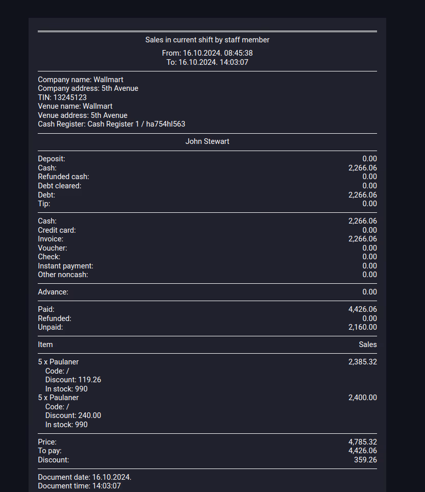 Sales report