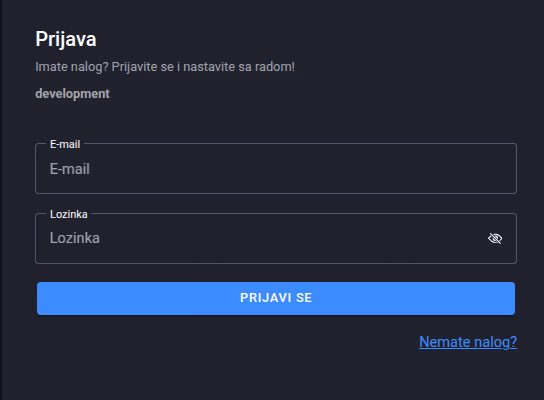 Login screen