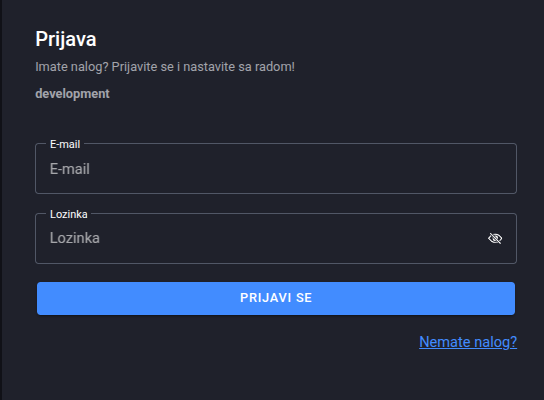 Login screen