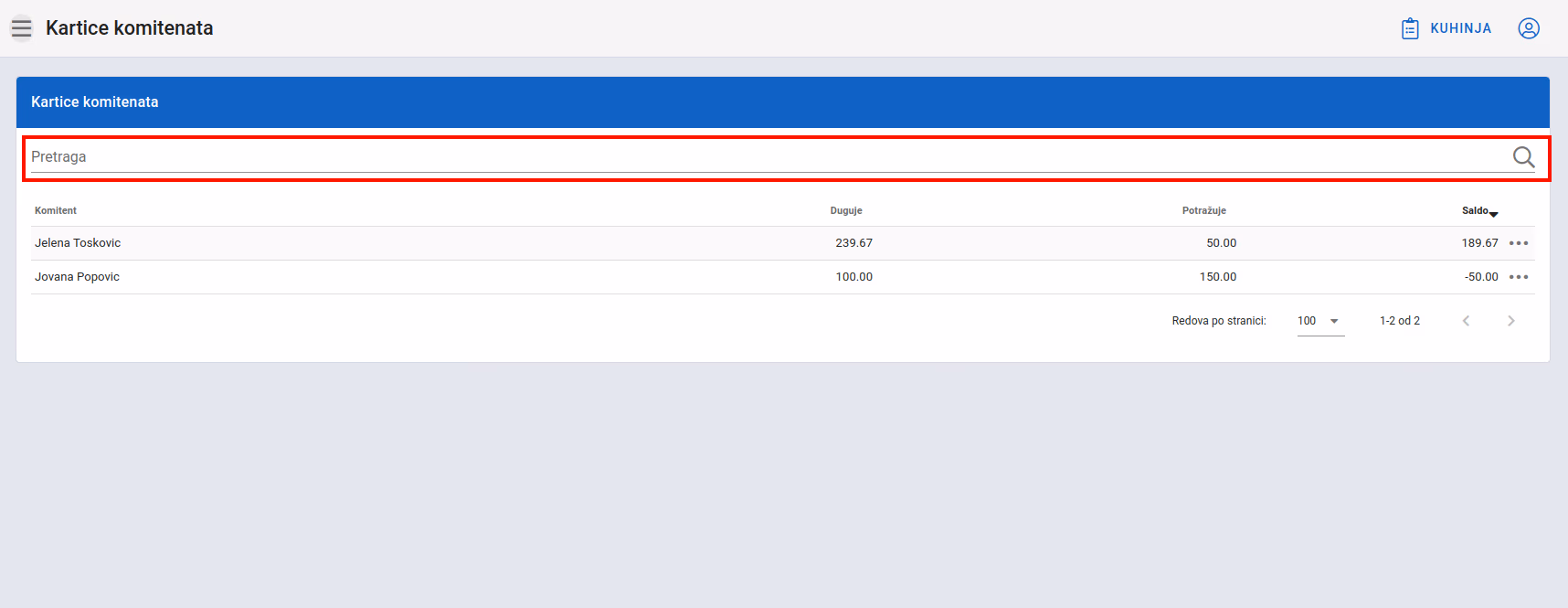 Search Client Transactions filter
