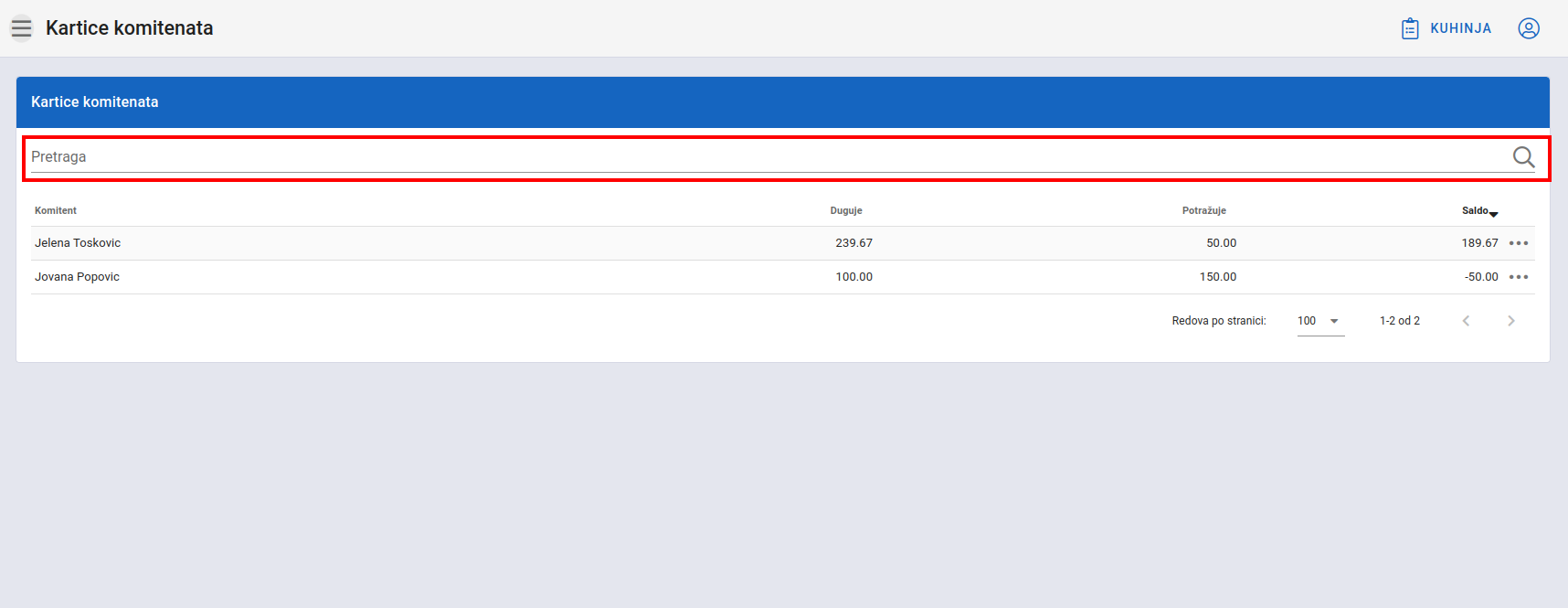 Search Client Transactions filter