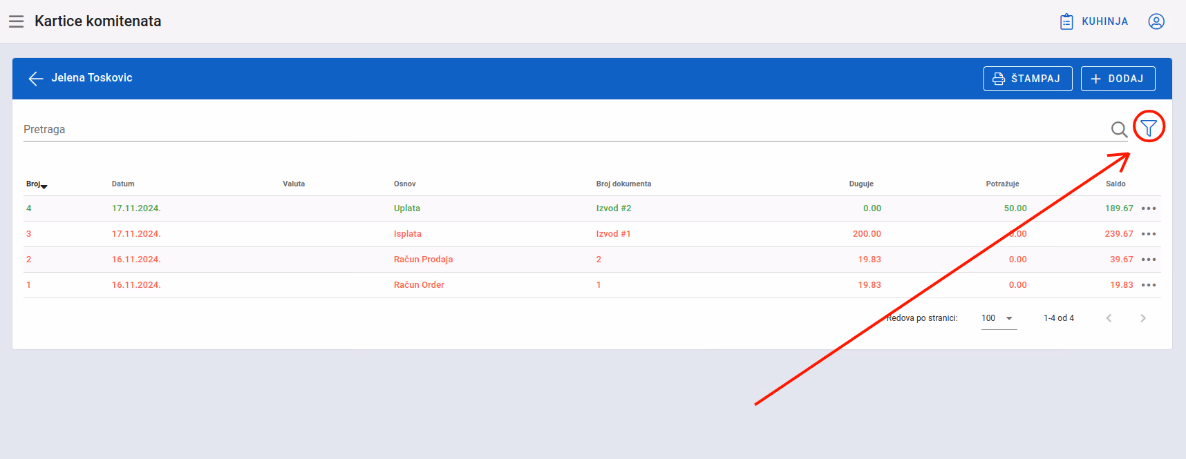 Filter for all transactions for a client