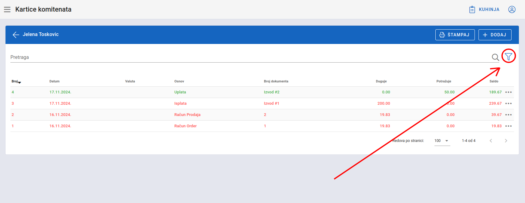 Filter for all transactions for a client