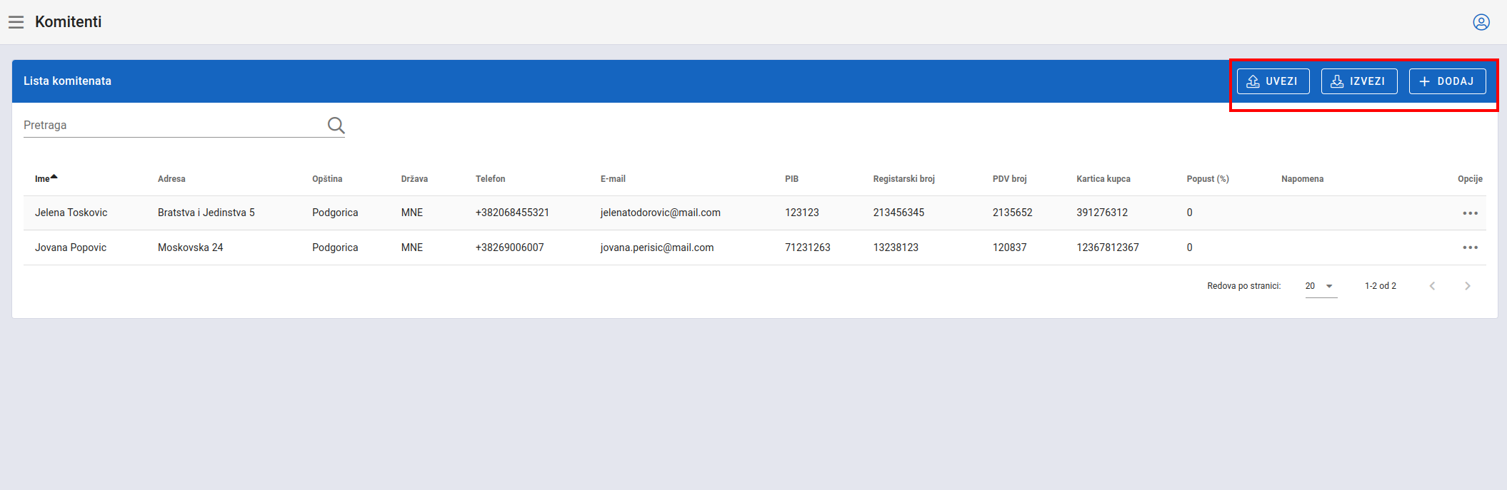 Import clients