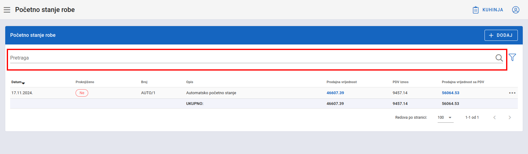 Beggining inventories regular filter