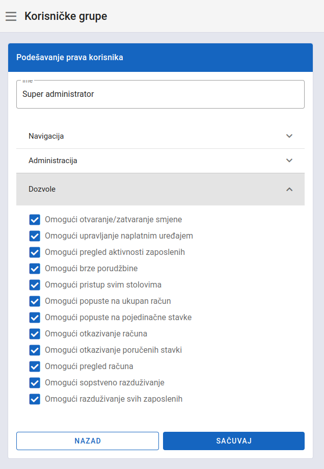 Add user group permissions