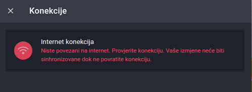 Prozor za status internet konekcije