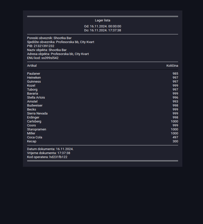 Inventory report
