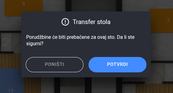Confirm table transfer