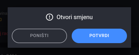 Potvrda otvaranja smjene