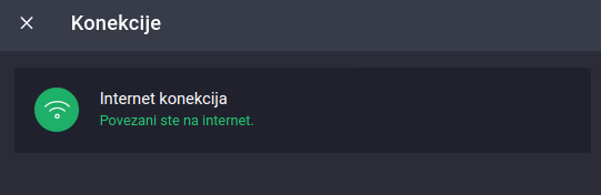 Prozor za status internet konekcije