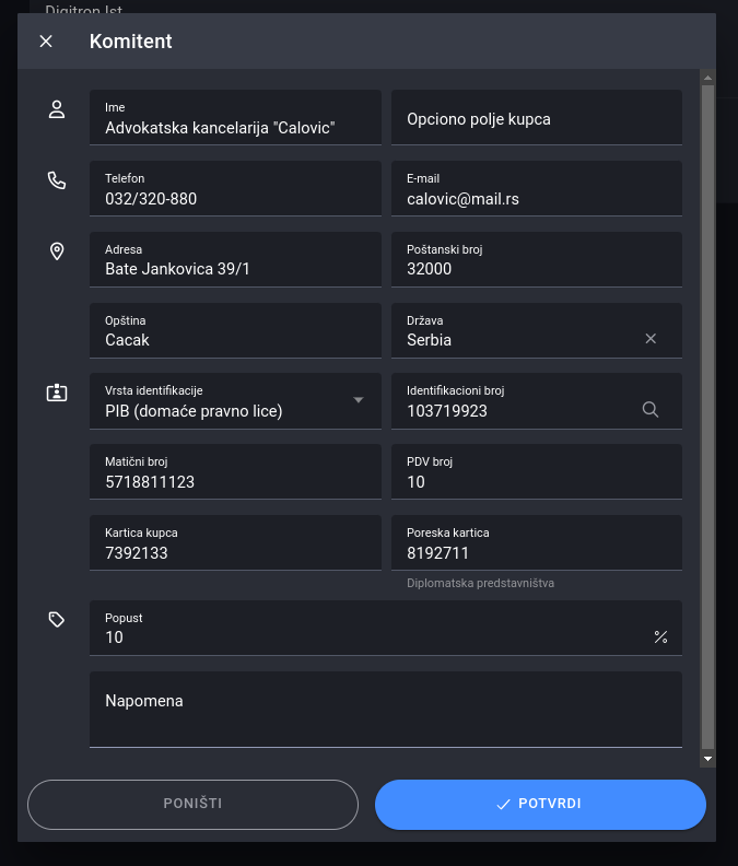 Edit client