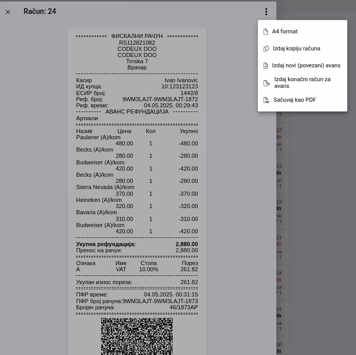 Issue final receipt