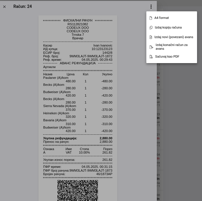 Close invoices options