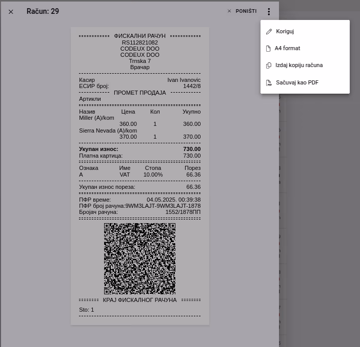 Edit receipt