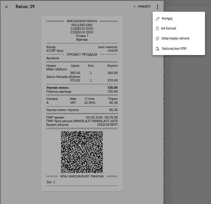 Edit receipt