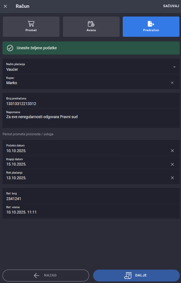 Invoice form
